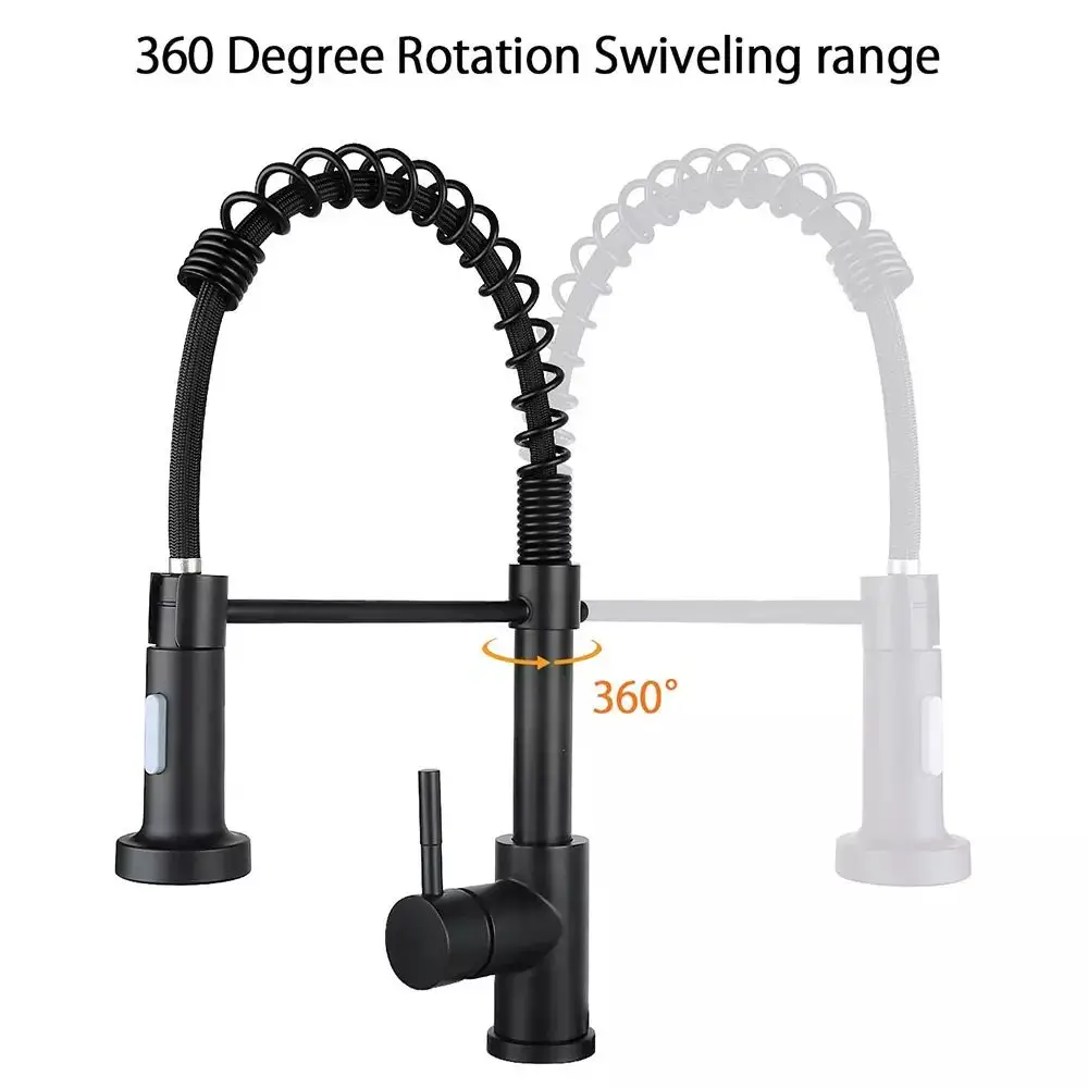 Aloni keukenkraan met uittrekbare sproeikop - mat zwart - Afbeelding 2